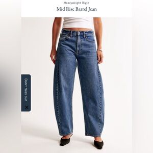 abercrombie mid rise barrel jean curve love 28 short medium rinse